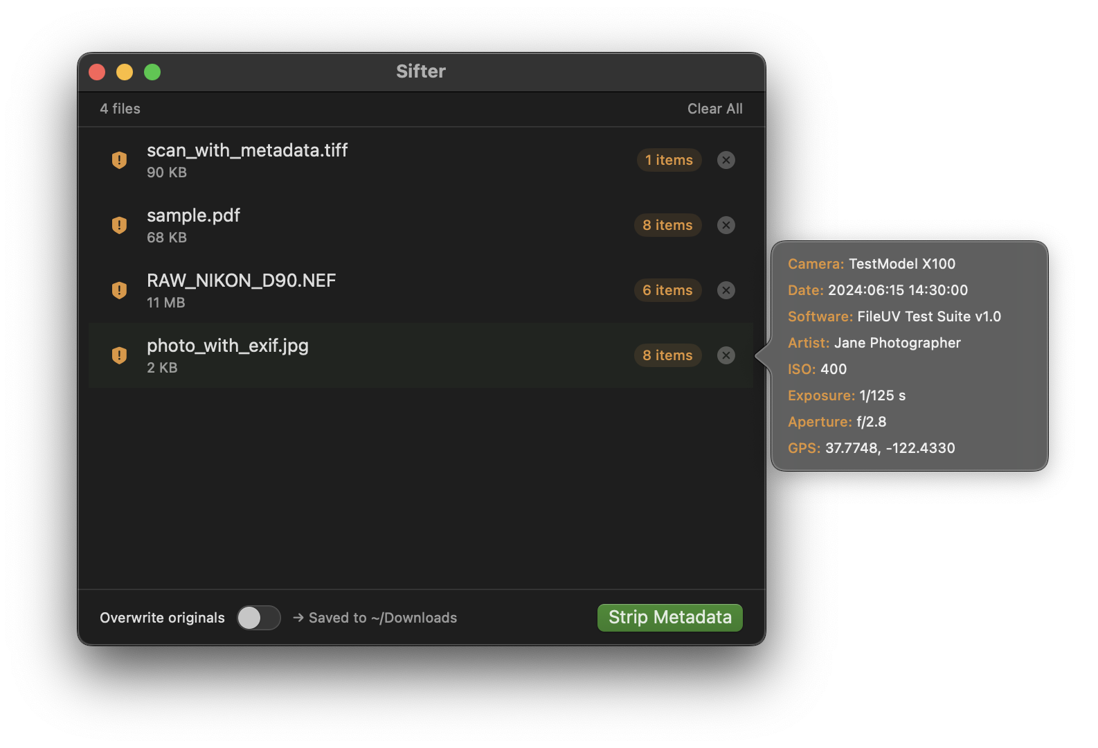 Sifter app screenshot